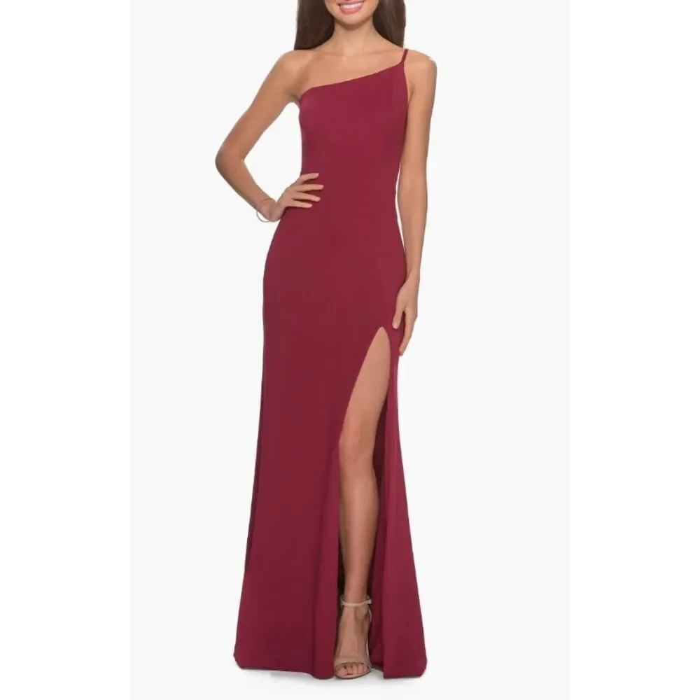 La Femme One Shoulder Long Jersey Homecoming Dress - Size 00 - NWT